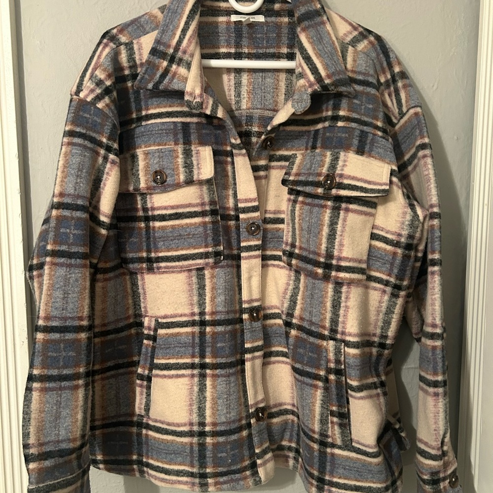 Maurices Blue and Cream Plaid Shirt